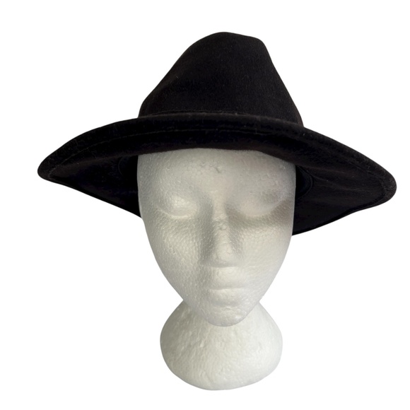 All Saints Hat Black Wide Brim Wool Bronson Fedora Size M/L - Picture 1 of 10